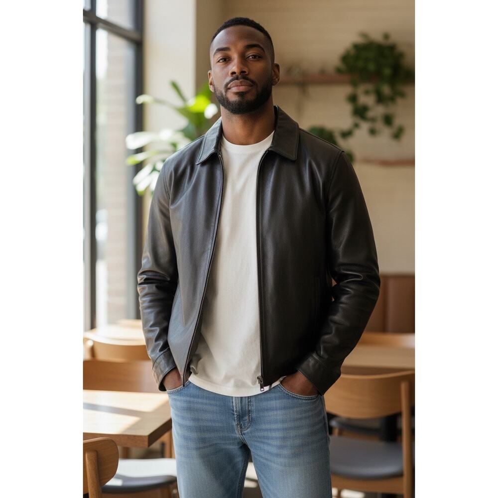 Merona Men’s Leather Jacket Size L